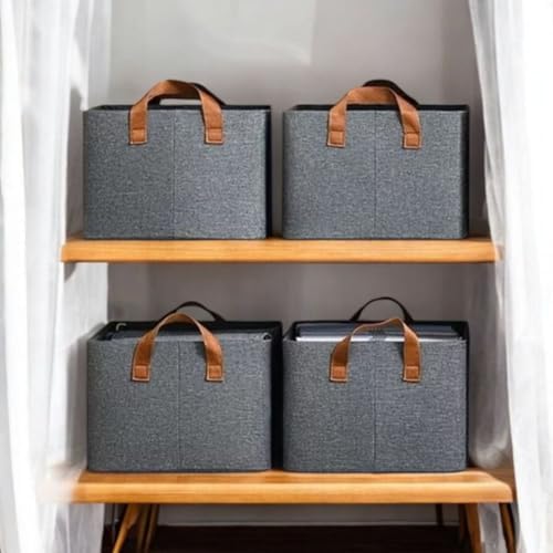 Kit com 4 Caixa cesto organizador de Armários closet dobrável resistente ot...