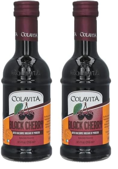 Colavita Black Cherry Balsamic Vinegar 8.5fl oz (250ml) Timeless Bottle (Pack of 2)