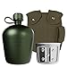 BaHoki Essentials Aluminum Canteen with Cover and Cup - Military Style Water Bottle Kit - for Outdoor Camping, Backpacking, Hiking (Green)