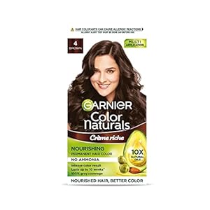 Garnier, Hair Colouring Creme, Long-lasting Colour, Smoothness & Shine, Color Naturals, Shade: 4 Brown, 70ml + 60g