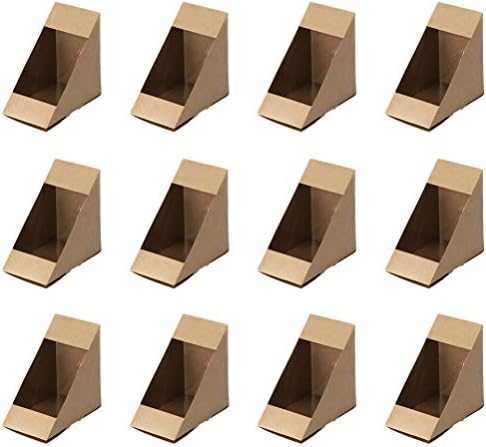 Yardwe 50pcs Triangle Sandwich Boxes with Window Kraft Paper Sandwich Wedge Box Food Packaging Takeaway Boxes for Bakery Dessert Dessert