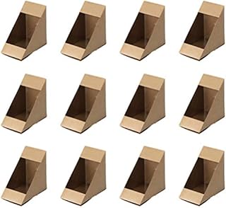 Yardwe 50pcs Triangle Sandwich Boxes with Window Kraft Paper Sandwich Wedge Box Food Packaging Takeaway Boxes for Bakery Dessert Dessert