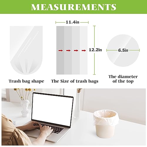Image of 0.5 Gallon Mini 11 inch x 12 inch Small Clear Trash Bags, Tiny Bathroom Garbage Can Liners by Teivio, Small Plastic Bags for Desktop Trash Bin /Dog /Poop Car, Fit 2 Liters or Less Can (300 Counts, Clear)