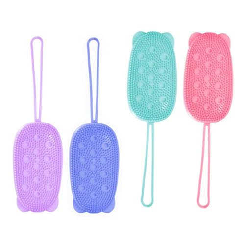PRETYZOOM Juego de 4 Cepillos de Ducha Corporales de Silicona de Doble Cara para Adultos Unisex Masajeadores Exfoliantes Suaves y Duraderos Ideales para Baño Masaje y Viaje