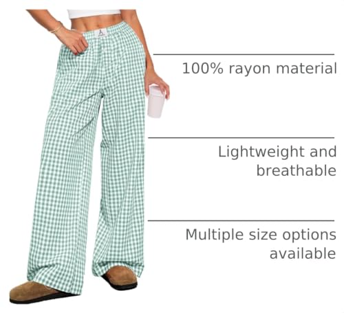 Image of ANRABESS Womens Gingham Striped Boxer Pants | 2026 Fall Outfits,Wide Leg Elastic Waist with Pockets,Casual Lounge Pajama Bottoms,Lightweight Breathable,Fashion Clothing