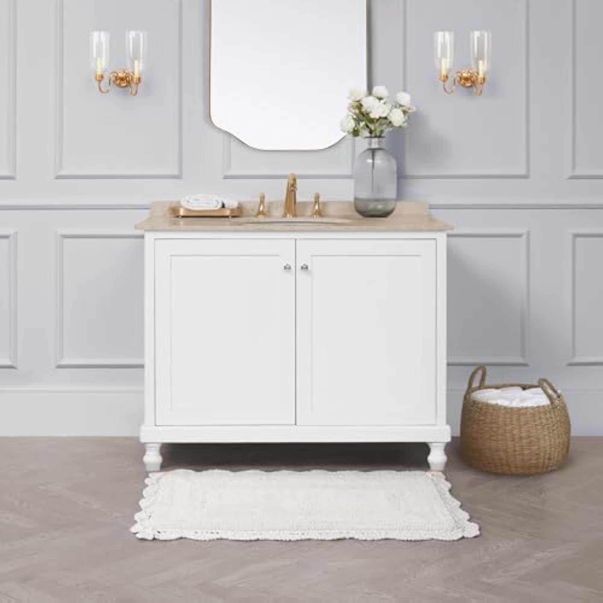 Cotton Crochet Bath Rug, Ivory