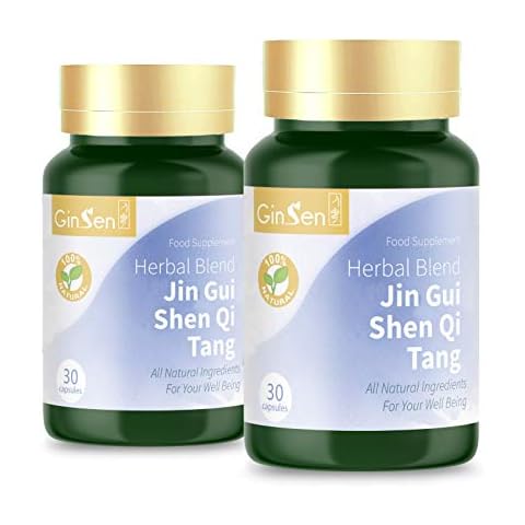 Jin GUI Shen Qi Tang Helps Support Kidney Health (Rehmannia), Back Pain, Frequent Night Urination, Tinnitus, Warmth to Organs Natural Supplement, Chinese Medicine, Made in UK 60 Capsules (30x2) Cover