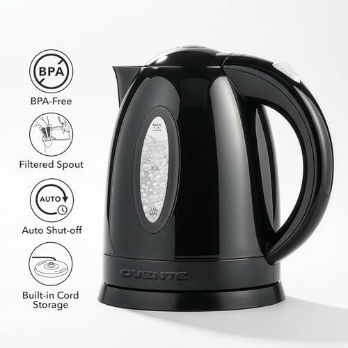 OVENTE KP72B 1.7L Fast-Boil Electric Kettle, Auto-Off