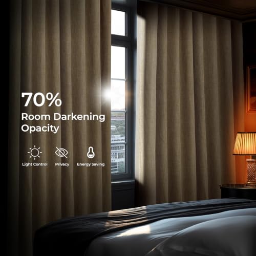 Image of HPD Half Price Drapes - Faux Linen Curtains for Living Room (1 Panel) - 50W X 84L - Textured Room Darkening Curtains for Bedroom 84 Inches Long - Drapes for Home Decor, Millet
