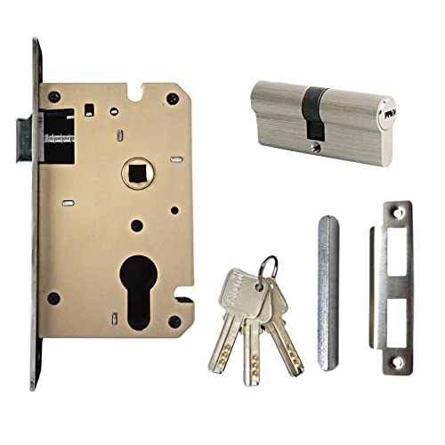 Image of Atom Heavy Duty Mortise Door Lock with Both Sided Key for Bedroom, Living Room, Main Door, Brass Antique Finish | 3 Keys | Lockset for House Hotel Office(802CYBSK)