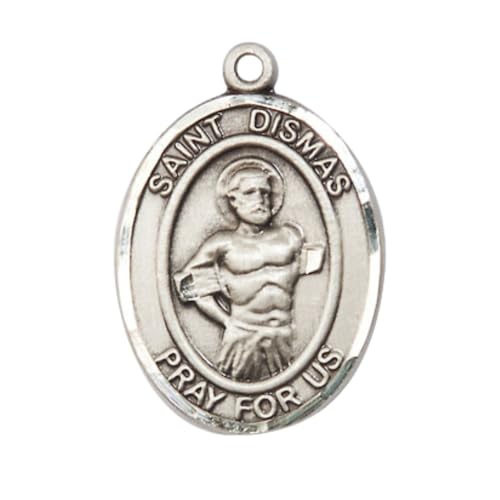 Saint Dismas Medal Necklace – Men's Sterling Silver Pendant with 24-Inch Light Chain and Gift Box – Patron Saint of Penitent Criminals, Catholic Religious Necklace - Made in USA2