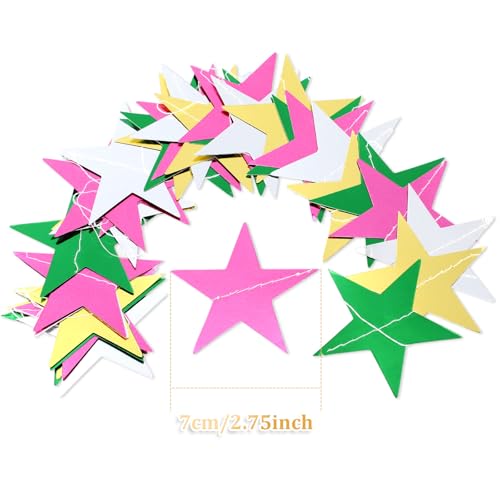 Image of Patelai Glitter Star Garland Banner 2026 Graduation Decor 130 Feet Star Hanging Banner Twinkle Backdrop for Party Birthday Classroom Wedding Supplies(Green,Pink,Gold,Silver)
