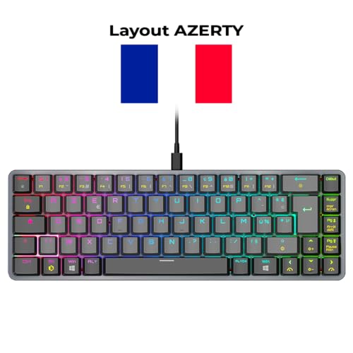 K241 - Tastiera Gaming Meccanica Compatta FR (AZERTY), Cablata USB-C Staccabile, 69 Tasti MX Red, RGB 24 Effetti, Anti-Ghosting NKRO, Compatibile con PC/Console - Tastiera gaming - Immagine 1