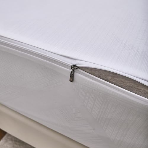 Funda de colchón impermeable textil con relieve premium blanco 4