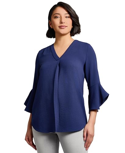 Jones New York Women's 3/4 Ruffle Sleeve Top