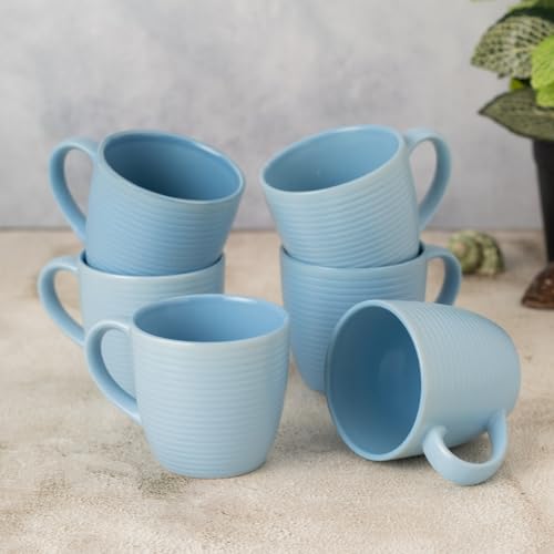 Image of Clay Craft Fine Ceramic Horizon Blue Coffee Mug Set of 6, Cups for Tea & Coffee, Mug Set, Gift Set, Elegant Design for Home and Kitchen and Can Be Gifted to Your Loved Ones On Any Occassions