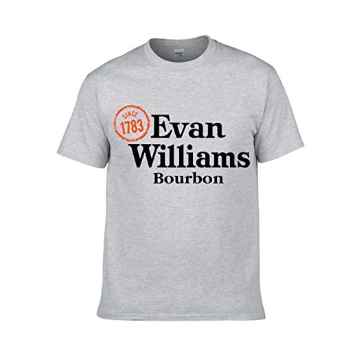 Evan Shirt Williams Tee Bour-Bon Tshirt Whis-Key T-Shirt for Man L LightGray