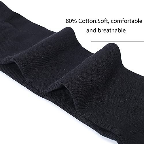 Leotruny 3 Pairs Women's Cotton Opaque Knee High Socks (C06-3 Pairs White Black Gray) #TOP5