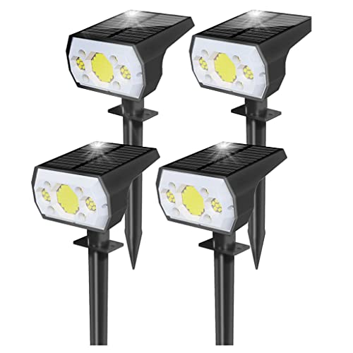 4 Pack Solar Spotlight Outdoor, 64 LEDs 1000 lumens Solar Outdoor Lights Waterproof, IP66 Solar Lights Outdoor Waterproof Landscape Spot Lights Wall Garden Lights for Yard Outdoor Solar Lights
