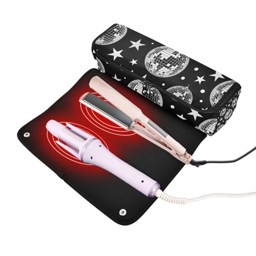 Bolsa de viaje para herramientas de cabello con tapete resistente al calor para mujer, estuche impermeable para rizador, plancha alisadora y secador de pelo miniatura 2