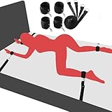 BDSM Bed Straps Restraints Sex Plush Tie Downs Under Mattress Adult Play Spreaders Bar Legs and Hands, Bondge Ties for King/Queen Size Bed Sex Bondage Kit Toys Cuffs for Women Sweater (Black)