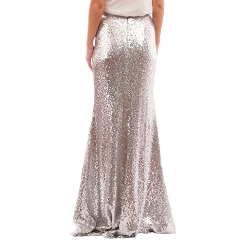 Lisong Women High Waist Sequin Floor Length Spectial Occasion Skirt2