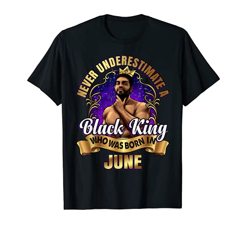 Rey Negro Cumpleaños Junio Barba Corona Marido Hijo Papá Camiseta