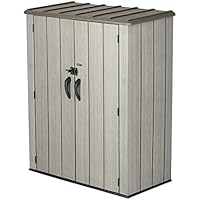 Lifetime 60209 Vertical Storage Shed (53 Cubic feet), Roof Brown, 74 x 142 x 174 cm