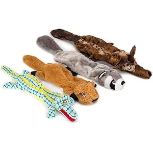 AZSSMUK Dog Squeaky Toys No Stuffing, Pet Toy with Durable Double Layer Fabric with Two Squeakers for Small Large Breeds Chew Toys Set (4PCS)