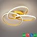 Produktbild Wohnzimmerlampe Modern LED Deckenleuchte 30W Dimmbar mit Fernbedienung Kreative 3 Ring Design Haengelampe Esstischlampe Deckenlampe für Schlafzimmer Küche Büro Halle Lampe D52cm*H12cm (Gold)