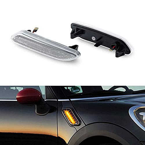 Gempro Led Front Fender Side Marker Lights Assembly Clear Lens Turn Signal Lamp Replacement For 2011-2016 Mini Cooper R60 Countryman R61 Paceman, 2 Packs #TOP7