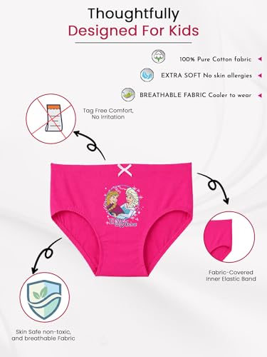 Image of Kids Frozen Girls Printed Panty Ultrasoft Underwear 100% Cotton Soft Comfortable | Skin Friendly | Innerwear Pack of 5-Assorted (KIA9105A-PK001) (Color & Print May Vary)