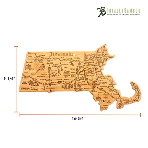 Totally Bamboo Destination Massachusetts State Shaped Serving And Cutting Board, Includes Hang Tie For Wall Display #TOP6