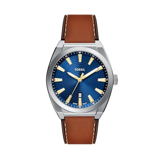 Fossil Relógio masculino Everett de couro marrom com três ponteiros FS6115, Prata