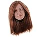 chiwanji 1/6 Tête à Coiffer avec Cheveux, Partie du Corps Fille Poupée Maquiller pour Poupée DIY, Cheveux Brune - B
