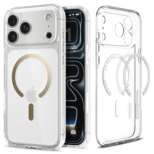 Spigen Ultra Hybrid MagFit Case for iPhone 17 Pro, MagSafe Compatible Phone Cover [Anti-Yellowing] [Dura Clear] [Military-Grade Drop Protection] - Clear Gold