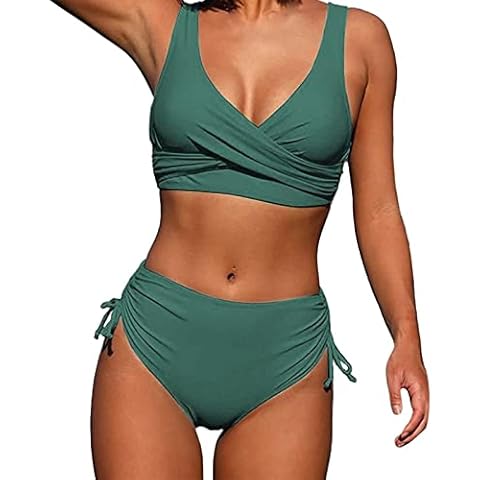 riou Bikinis Mujer 2023 Push Up Elegante Patchwork Traje de baño Acolchado Bra Tops y Braguitas Cintura Alta Basic Tankinis BañAdores Beachwear Vacaciones SPA Cover