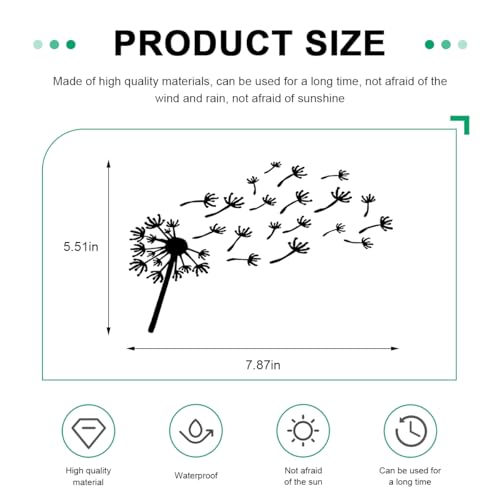 Image of Car Dandelion Flying Sticker, Waterproof Auto Dandelion Flying Flower Sticker with Music Notes, 7.9 inchx5.5 inch Die Cut Vinyl Dandelion Decal for Car Window Laptop, Car Accessories (Black)