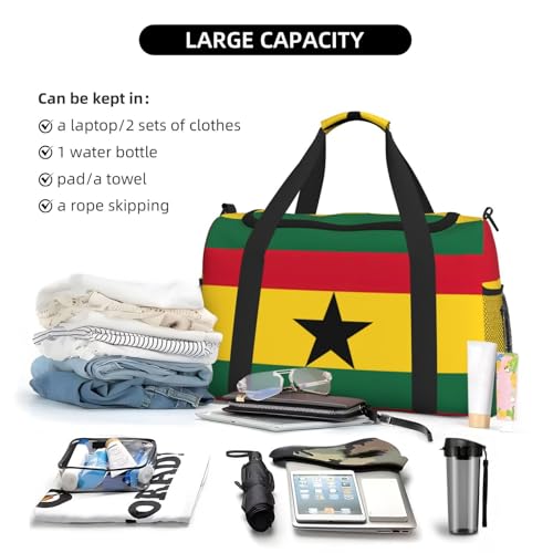 Flag Of Ghana Foldable Travel Duffel Bag Tote Carry On Luggage Bag For Weekend Getaways, For Spontaneous Trips 6