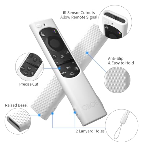 Image of OBOE Silicone Tv Remote Cover for Samsung Smart Tv Remote Half Wrap, G-White