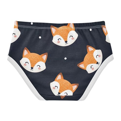 Cotton Girls Underwear Toddlers Cute Cartoon Fox Navy Blue Panties for Girl Animals Briefs Kids Undies 2t2