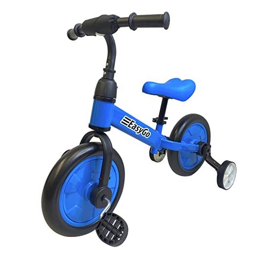 EasyGo 4 in 1 Balance Bike 4 in 1 Balance Bike w/Detachable Training Wheels & Pedals – Tricycle –Adjustable Seat - Boys and Girls - 2-5 Years Old, Pink or Blue