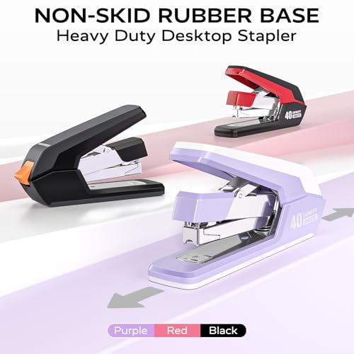 Effortless Stapler for Desk with 40-50 Sheet Capacity, 2000 Staples, 1-Touch Stapling, Ergonomic & Easy to Load Desktop Staplers, Heavy Duty Stapler, and Magnetic Staple Remover, B image 5