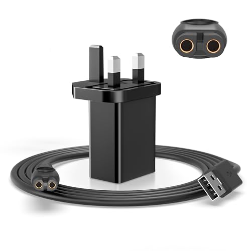 Superer 5V Fit for Philips One Blade 360 Charger UK Plug QP2824 QP2834 QP2734 MG7920 MG5920 MG7940 BT3233 QP6542 QP1924 MG5940 QP6652 QP2724 Electric Body Trimmer Shaver Power Cord