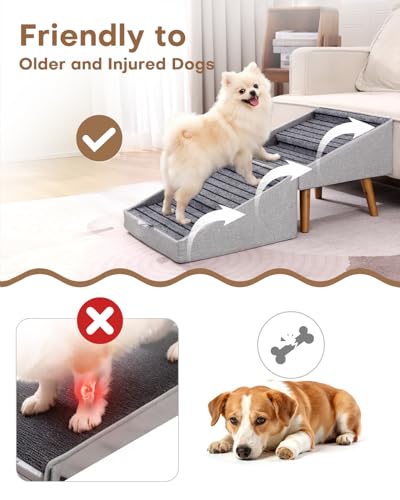 Image of 17.13 inch H Split Ottoman Dog Ramp for Couch and Bed, Non Slip Dog Stairs for Small Medium Large Dogs Cats Puppy