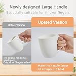 AntoKueh 16OZ White Ceramic Coffee Mugs, Porcelain Mugs Set of 6 with Handle for hot Cocoa, Tea, Milk, Cappuccino, Microwave Safe