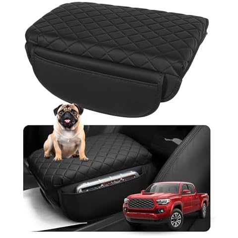 SDPVorn Armrest Cover for 2016-2021 2022 2023 Tacoma Center Console Cover Leather Arm Rest Pad Middle Console Lid Cover with Pockets for Tacoma 3rd Gen Accessories 16-23 Cover