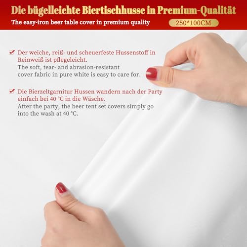 Showgeous Bier-Tischdecken 4er-Pack Weiß 100x250cm – Ansicht 5