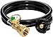 DOZYANT 5 Feet Propane Tank Extension Hose with Gauge -Leak Detector Replacement for Gas Grill, Heater and All Other Propane Appliances, Acme to Male QCC/POL Fittings