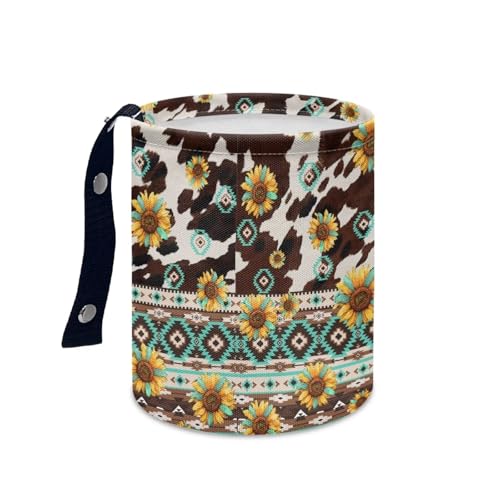 Image of Pensura Aztec Sunflowers Car Trash Storage Box Waterproof Hanging Car Garbage Bag Mini Car Interior Accessories Trash Can for Car Compatible with Most Cars,Easy to Install